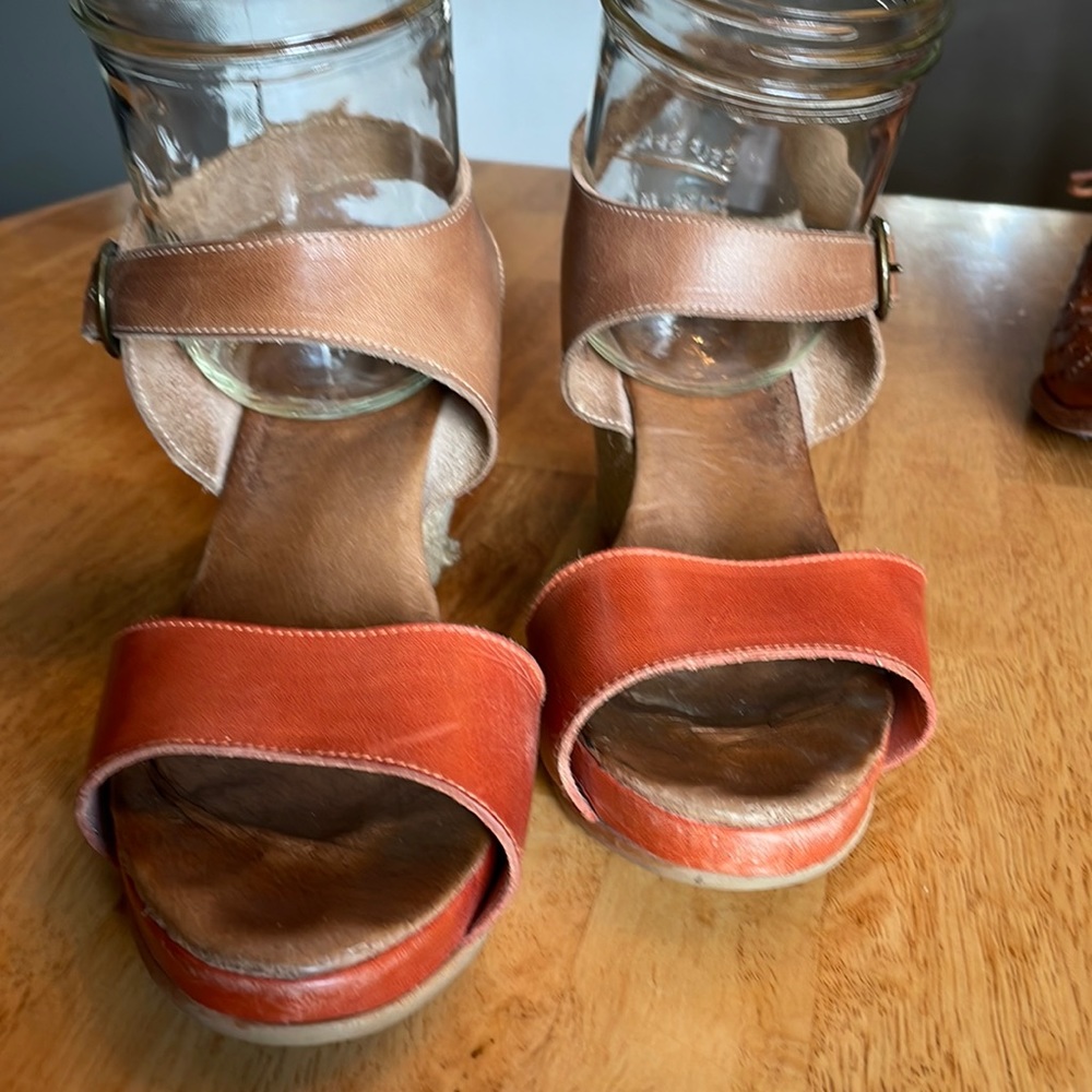 Eric Michael Orange, Brown, and Jute Sandals
